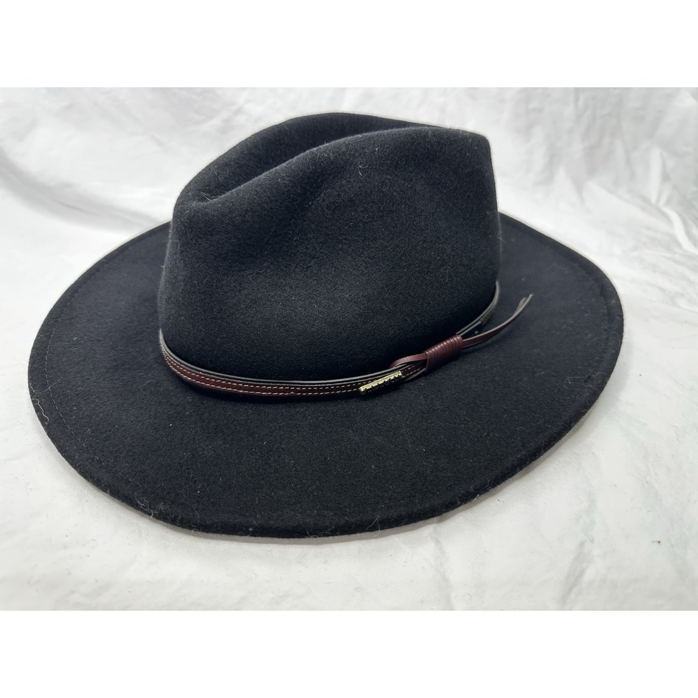 Stetson Bozeman Outdoor Hat Crushable Cowboy Western 100% Wool Sz L USA Black